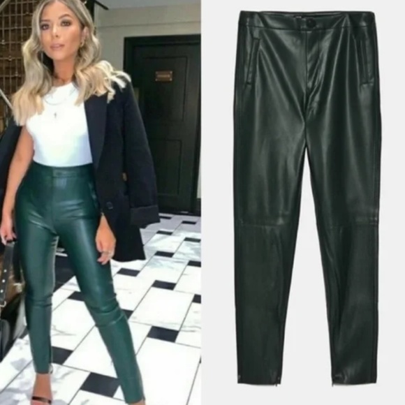 Zara Vegan Faux Leather Leggings w/Zip-down Ankles - Picture 15 of 17